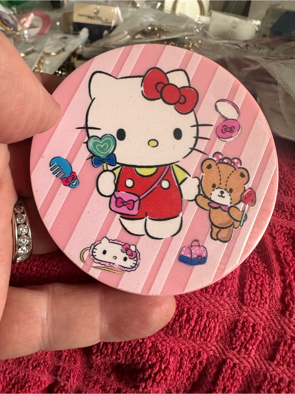 Hello Kitty Pink Compact pressed powder Cute Character Design